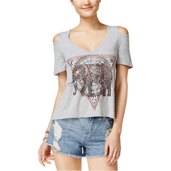 Belle du Jour Womens Graphic Knit Blouse, Grey, Medium