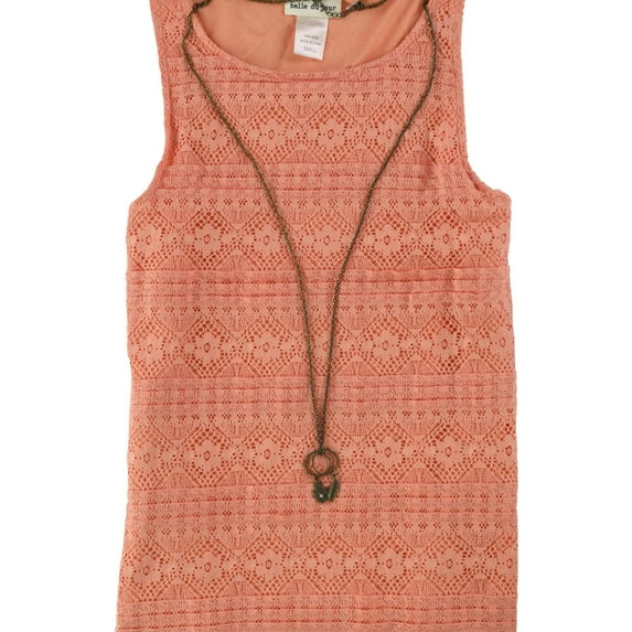 Belle du Jour Womens Necklace Tank Top, Orange, Juniors, Small