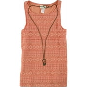 Belle du Jour Womens Necklace Tank Top, Orange, Small