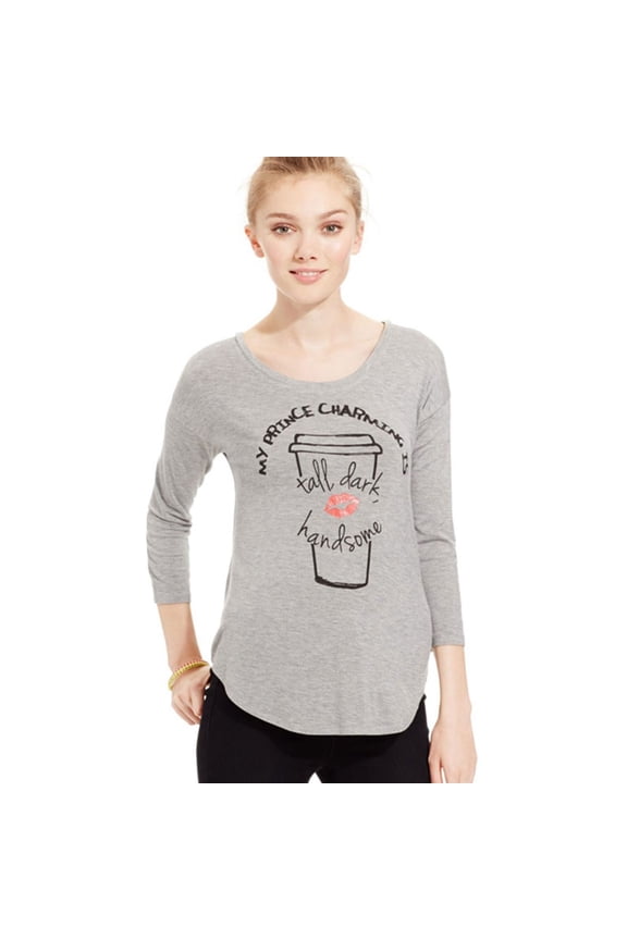 Womens Prince Charming Graphic T-Shirt, Grey, Juniors, X-Small