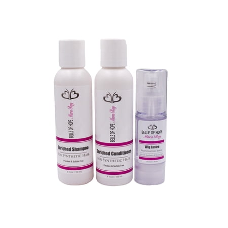 Belle of Hope Travel Size Enriched 4oz Wig Shampoo, 4oz Conditioner, 1oz Wig Luster and Comb Kit (4pc)
