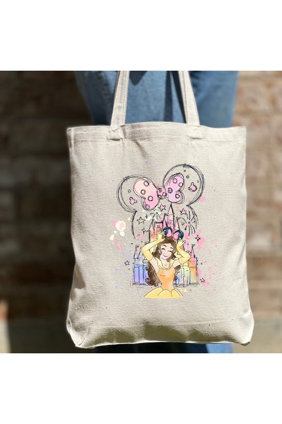 Belle tote bag Watercolor Belle tote bag, Beauty and Beast Belle tote bag, Cute Belle tote