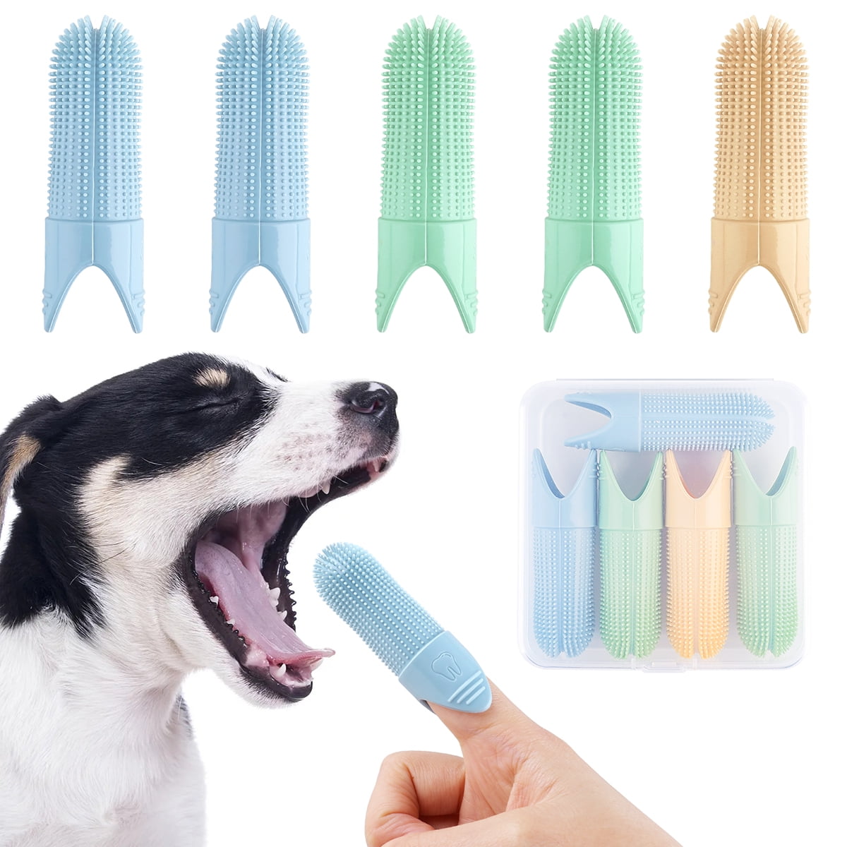 BelleForn 5Pcs Pet Toothbrush Finger Toothbrush Silicone Cat Dog Toothbrush Pet Teeth Dog Teeth Care Finger