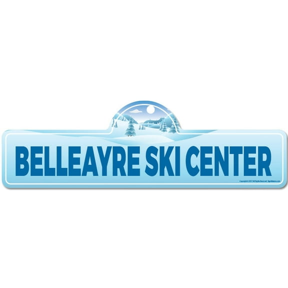 Belleayre Ski Center Street Sign | Indoor/Outdoor | Skiing Skier Snowboarder Décor for Ski Lodge Cabin Mountian House | SignMission personalized gift