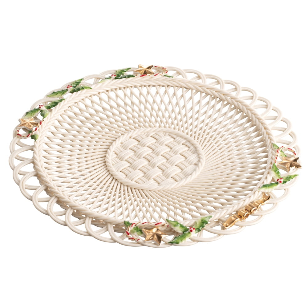 Belleek Holly Basketweave Plate, 1.5" x 11" x 11"