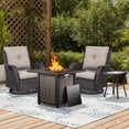 thumbnail image 1 of Bellefurn 4 Pieces Patio Furniture Sets with Fire Pit and Swivel Rocker Chairs,Outdoor Furniture with Fire Pit and Side Table Outdoor Conversation Set for Porch Deck Backyard Poolside, 1 of 13