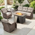 thumbnail image 1 of Bellefurn Outdoor Patio Furniture Set with Fire Pit and Swivel Rocker Chair,High-Back Wicker Outdoor Conversation Sets with 3 Seater Couch and Side Table Set for Porch,Deck,Garden, 1 of 14