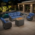 thumbnail image 1 of Bellefurn 5 Pieces Outdoor Patio Furniture Set with Fire Pit Table,Swivel Glider Chair,Sectional Sofas,PE Wicker Rattan Patio Conversation Sets for Porch Balcony Patio Deck, 1 of 12