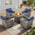 thumbnail image 1 of Bellefurn 5 Pieces Patio Furniture Sets with Fire Pit Table,All-Weather High Back Swivel Chairs with 43" Fire Pit Table,Outdoor Patio Conversation Sets for Porch Deck Backyard, 1 of 14