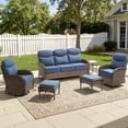 thumbnail image 1 of Bellefurn 6-Piece Outdoor Patio Furniture Set,Wicker Conversation Set with High Back Swivel Rocker Chairs,6" Thick Cushions,Sofa & Ottomans,All-Weather Patio Set for Backyard,Porch,Deck & Poolside, 1 of 12
