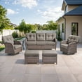 thumbnail image 1 of Bellefurn Luxury 6 Piece Outdoor Patio Wicker Furniture Sets with Swivel Rocker Patio Chairs,Sofa and Ottomans,High Back Outdoor Conversation Set for Porch Balcony Deck, 1 of 12