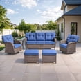 thumbnail image 1 of Bellefurn Luxury 6 Piece Outdoor Patio Wicker Furniture Sets with Swivel Rocker Patio Chairs,Sofa and Ottomans,High Back Outdoor Conversation Set for Porch Balcony Deck, 1 of 12