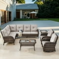 thumbnail image 1 of Bellefurn 6 Piece Patio Furniture Set with Swivel Rocker,Outdoor Wicker Sectional Sofa L Shaped Couch with Swivel Glider Rocking Chairs,Patio High Back Conversation Set for Deck,Backyard,Porch, 1 of 10