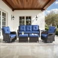 thumbnail image 1 of Bellefurn 6 Pieces Outdoor Patio Furniture Sets with Swivel Rocker Chairs,3-Seat Sofa and Ottoman High-Back Rattan Patio Conversation Sets for Porch Deck Backyard Poolside, 1 of 11