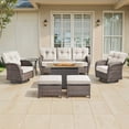 thumbnail image 1 of Bellefurn 7 Pieces Outdoor Patio Furniture Set with Fire Pit Table,Swivel Glider Chair,Sectional Sofas,PE Wicker Rattan Patio Conversation Sets for Porch Balcony Patio Deck, 1 of 12