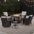 thumbnail image 1 of Bellefurn 7 Pieces Patio Furniture Sets with Fire Pit,High-Back Rattan Patio Outdoor Conversation Set with 4 Swivel Chairs & Coffee Table for Porch Deck Backyard Poolside, 1 of 13
