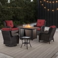 thumbnail image 1 of Bellefurn 7 Pieces Patio Furniture Sets with Fire Pit,High-Back Rattan Patio Outdoor Conversation Set with 4 Swivel Chairs & Coffee Table for Porch Deck Backyard Poolside, 1 of 13