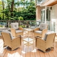 thumbnail image 1 of Bellefurn 5 Pieces Patio Furniture Sets with Outdoor Swivel Rocker Chairs Rattan 3-Seater Sofa and Coffee Table,Outdoor Conversation Set for Porch Deck Backyard Poolside, 1 of 8