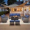 thumbnail image 1 of Bellefurn 8 Pieces Patio Furniture Sets with Fire Pit Table,All-Weather Wicker High Back Swivel Chairs,Couch,Ottoman and Side Table,Outdoor Patio Conversation Sets for Porch Deck Backyard, 1 of 14