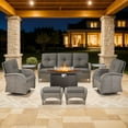 thumbnail image 1 of Bellefurn 8 Pieces Outdoor Patio Furniture Set with Fire Pit Table and Swivel Rocker Chairs,Rattan Outdoor Conversation Set with for Porch Deck Backyard Poolside, 1 of 11
