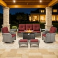 thumbnail image 1 of Bellefurn 8 Pieces Outdoor Patio Furniture Set with Fire Pit Table and Swivel Rocker Chairs,Rattan Outdoor Conversation Set with for Porch Deck Backyard Poolside, 1 of 11