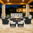thumbnail image 1 of Bellefurn 8 Pieces Outdoor Patio Furniture Set with Fire Pit Table and Swivel Rocker Chairs,Rattan Outdoor Conversation Set with for Porch Deck Backyard Poolside, 1 of 10