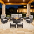 thumbnail image 1 of Bellefurn 8 Pieces Outdoor Patio Furniture Set with Fire Pit Table and Swivel Rocker Chairs,Rattan Outdoor Conversation Set with for Porch Deck Backyard Poolside, 1 of 11
