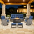thumbnail image 1 of Bellefurn 8 Pieces Outdoor Patio Furniture Set with Fire Pit Table and Swivel Rocker Chairs,Rattan Outdoor Conversation Set with for Porch Deck Backyard Poolside, 1 of 11