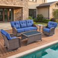 thumbnail image 1 of Bellefurn Luxury 5 Piece Outdoor Patio Furniture Sets with Swivel Rocker Chairs,Sofa and Coffee Table,High Back Wicker Outdoor Conversation Sets for Porch Deck Garden Backyard, 1 of 11