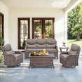 thumbnail image 1 of Bellefurn Luxury 5 Pieces Outdoor Patio Furniture Set with Swivel Rocker Chairs 6-inch Extra Thick Cushions,Wicker Conversation Sets with Sofa and Ottomans for Porch Deck Backyard Poolside, 1 of 14