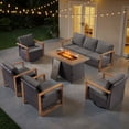 thumbnail image 1 of Bellefurn Luxury 6 Pieces Patio Furniture Sets with 41” Propane Fire Pit Table,Rattan Outdoor Deep Seating Conversation Set with 4 Swivel Glider Patio Chair and Rattan Sofa for Porch Backyard Balcony, 1 of 15