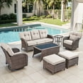 thumbnail image 1 of Bellefurn Luxury 7 Piece Outdoor Patio Wicker Furniture Sets with Swivel Rocker Patio Chairs,Sofa,Coffee Table and Ottomans,High Back Outdoor Conversation Set for Porch Balcony Deck, 1 of 12
