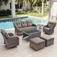 thumbnail image 1 of Bellefurn Luxury 7 Piece Wicker Outdoor Patio Furniture Sets with Swivel Rocker Patio Chairs,Sofa,Coffee Table and Ottomans,High Back Outdoor Conversation Set for Porch Balcony Deck, 1 of 12