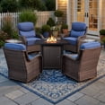thumbnail image 1 of Bellefurn Luxury 7 Pieces Patio Furniture Sets with Fire Pit Table Swivel Glider Chairs with 6" Thick Cushion,Patio Rattan Deep Seat Conversation Sets for Porch Deck Garden Backyard, 1 of 14