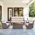 thumbnail image 1 of Bellefurn 5 Pieces Luxury Outdoor Patio Furniture Set Outdoor Conversation Set Outdoor Swivel Rocker Patio Chairs with 6" Thick Cushion,Sofa and Ottomans for Porch Deck Backyard Poolside, 1 of 13