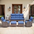 thumbnail image 1 of Bellefurn 6 Pieces Luxury Outdoor Patio Furniture Sets Outdoor Conversation Sets with Swivel Rocker Patio Chairs with 6" Thick Cushion,Sofa and Glass Coffee Table for Porch Deck Backyard Poolside, 1 of 13