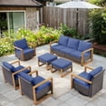 thumbnail image 1 of Bellefurn Luxury Outdoor Wicker Patio Furniture Set,7 Piece Deep Seating Outdoor Conversation Set with Patio Swivel Rocker Patio Chairs,Rattan Couch and Ottomans for Deck Porch Poolside, 1 of 13