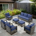 thumbnail image 1 of Bellefurn Luxury Outdoor Wicker Patio Furniture Set,7 Piece Deep Seating Outdoor Conversation Set with Patio Swivel Rocker Patio Chairs,Rattan Couch and Ottomans for Deck Porch Poolside, 1 of 13