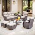 thumbnail image 1 of Bellefurn 7 Pieces Luxury Patio Furniture Sets Outdoor Conversation Sets with Swivel Rocker Chairs with 6" Thick Cushion,Sofa,Side Table and Ottomans,for Porch Deck Backyard Poolside, 1 of 13