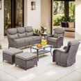 thumbnail image 1 of Bellefurn 7 Pieces Luxury Patio Furniture Sets Outdoor Conversation Sets with Swivel Rocker Chairs with 6" Thick Cushion,Sofa,Side Table and Ottomans,for Porch Deck Backyard Poolside, 1 of 13