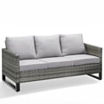 thumbnail image 1 of Bellefurn Outdoor 3 Seats Patio Sofa,All-Weather Wicker Deep Seat Outdoor Couch with Removable Cushions for Porch, Backyard, Balcony, Deck, 1 of 7