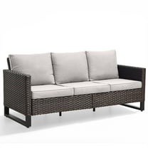 Bellefurn Outdoor 3 Seats Patio Sofa,All-Weather Wicker Deep Seat Outdoor Couch with Removable Cushions for Porch, Backyard, Balcony, Deck