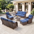 thumbnail image 1 of Bellefurn Outdoor Patio Furniture Set with 6 inch Thick Cushion and Swivel Rocker Chairs,Wicker Sofa,Coffee Table and Ottomans,8 PCS Outdoor Conversation Set for Porch,Deck,Yard, 1 of 11