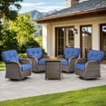 thumbnail image 1 of Bellefurn Outdoor Patio Furniture Set with Fire Pit Table,Outdoor Furniture Set with Swivel Chairs Set of 4,PE Wicker Rattan Patio Conversation Sets for Porch Balcony Patio Deck, 1 of 12