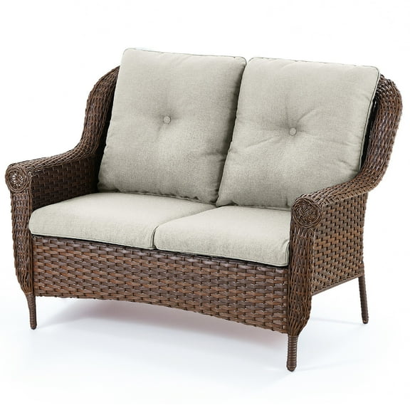 Bellefurn Outdoor Loveseat Patio Couch,Rattan Garden Sofa 2-Seat Outdoor Sofa Thicking Cushions Rattan Garden Furniture Sets for Outdoor,Balcony,Backyard,Poolside