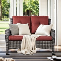 Bellefurn Outdoor Patio Wicker Loveseat,Outdoor Furniture 2 Seater Wicker Sofa with Removble Cushion for Porch Backyard Deck Poolside Garden