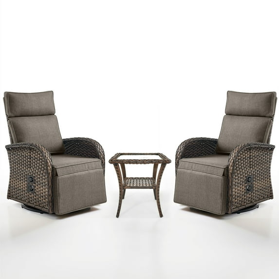 Bellefurn Outdoor Swivel Recliner Chairs,Patio Wicker Recliner Chairs Outdoor Lounge Chairs with Thickness Cushions,Adjustable Angle,Reclining Lounge Chair for Outdoor,Fire Pit,Pool,Garden