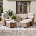 thumbnail image 1 of Bellefurn Outdoor Swivel Rocker Chairs Set of 2 with Ottomans,Wicker Patio Swivel Chairs All-Weather Rattan Patio Furniture Set for Porch,Deck,Garden &Backyard, 1 of 9