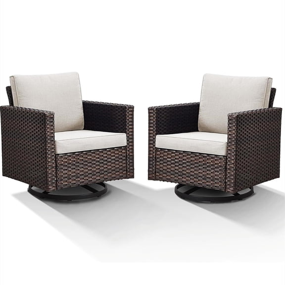 Bellefurn Outdoor Swivel Rocker Chairs,Patio Wicker Swivel Rocking Chairs Set of 2 with Comfortable Cushions Swivel Glider Chair for Outside Porch Deck Backyard