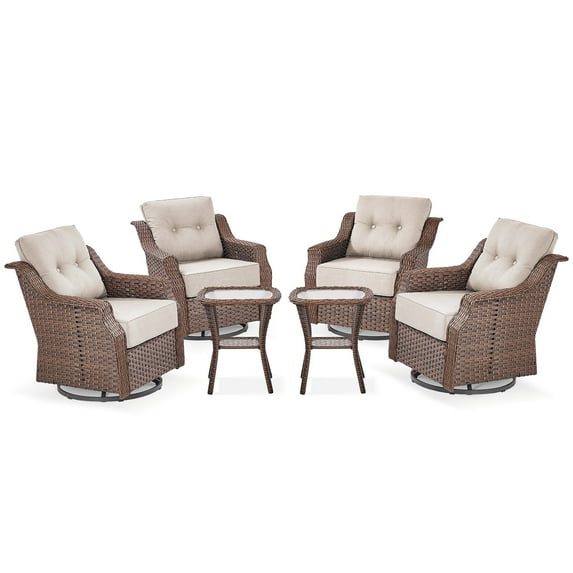 Bellefurn Outdoor Swivel Rocker Chairs Set of 2,Patio Swivel Glider Chairs with 6 inch Thick Cushions,Patio Furniture Rocking Chairs Set for Porch,Garden,Balcony